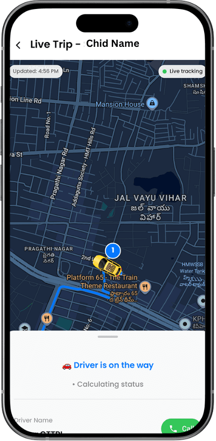Live GPS tracking screen